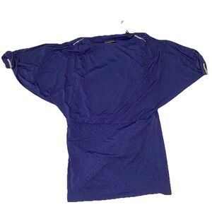 BETSY & ADAM Evening Dress Size 8 Purple Rhinestone  3/4 Sleeves Rhinestone